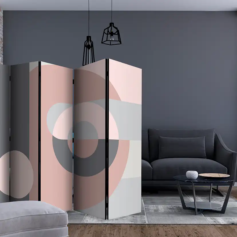 Rumsavdelare Skärmvägg Arkiio Geometric Wreath Pink II 225x172 cm