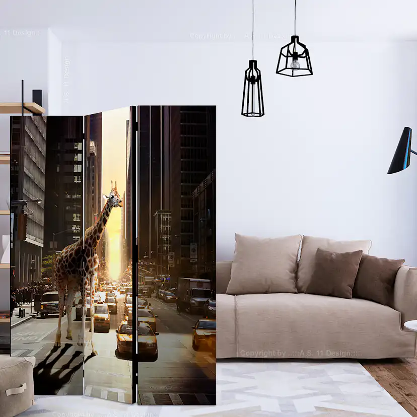 Rumsavdelare Skärmvägg Arkiio Giraffe In The Big City 135x172 cm