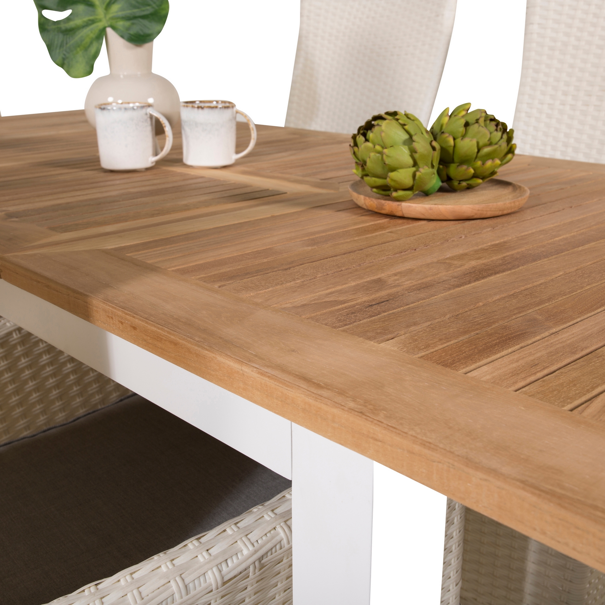 Panama Dining Table 152/210*90 - White Alu / Teak+Padova Arm Blanka Ben