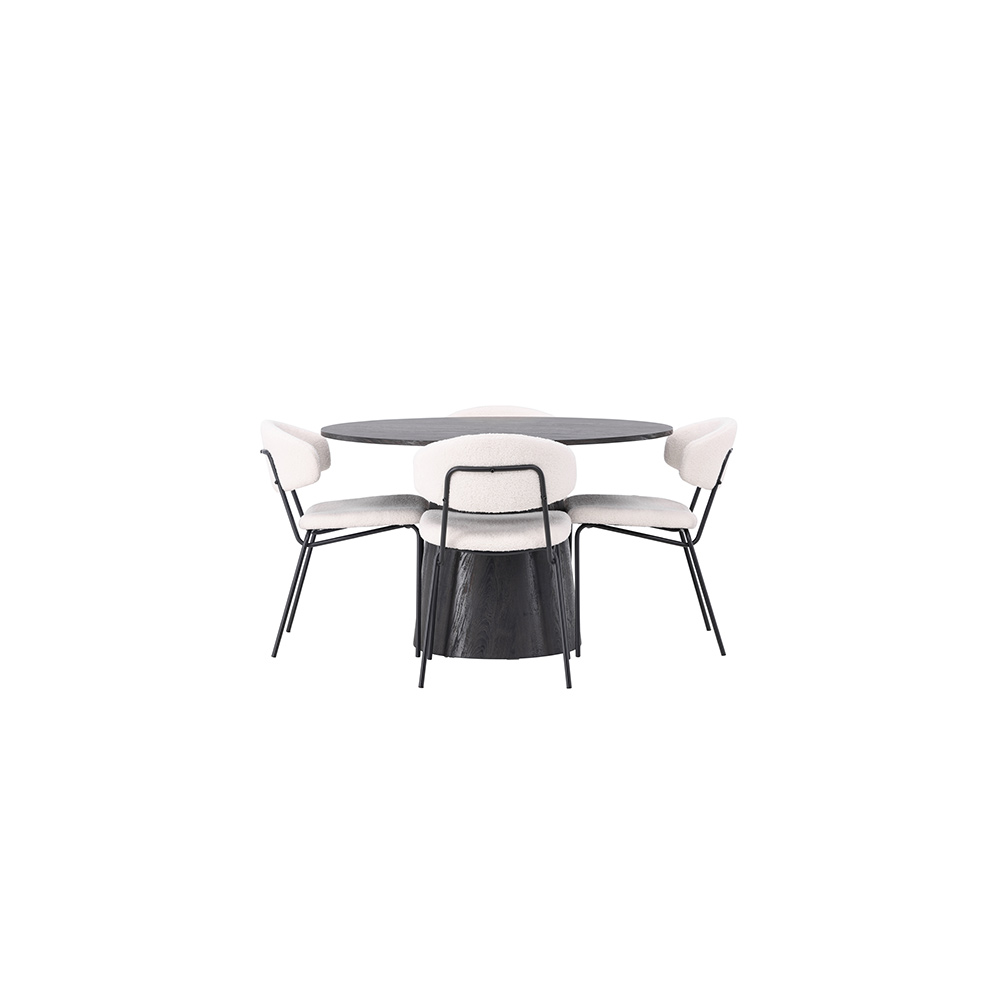 Matgrupp Venture Home Lanzo Ø120 cm med 4 st Chico stolar