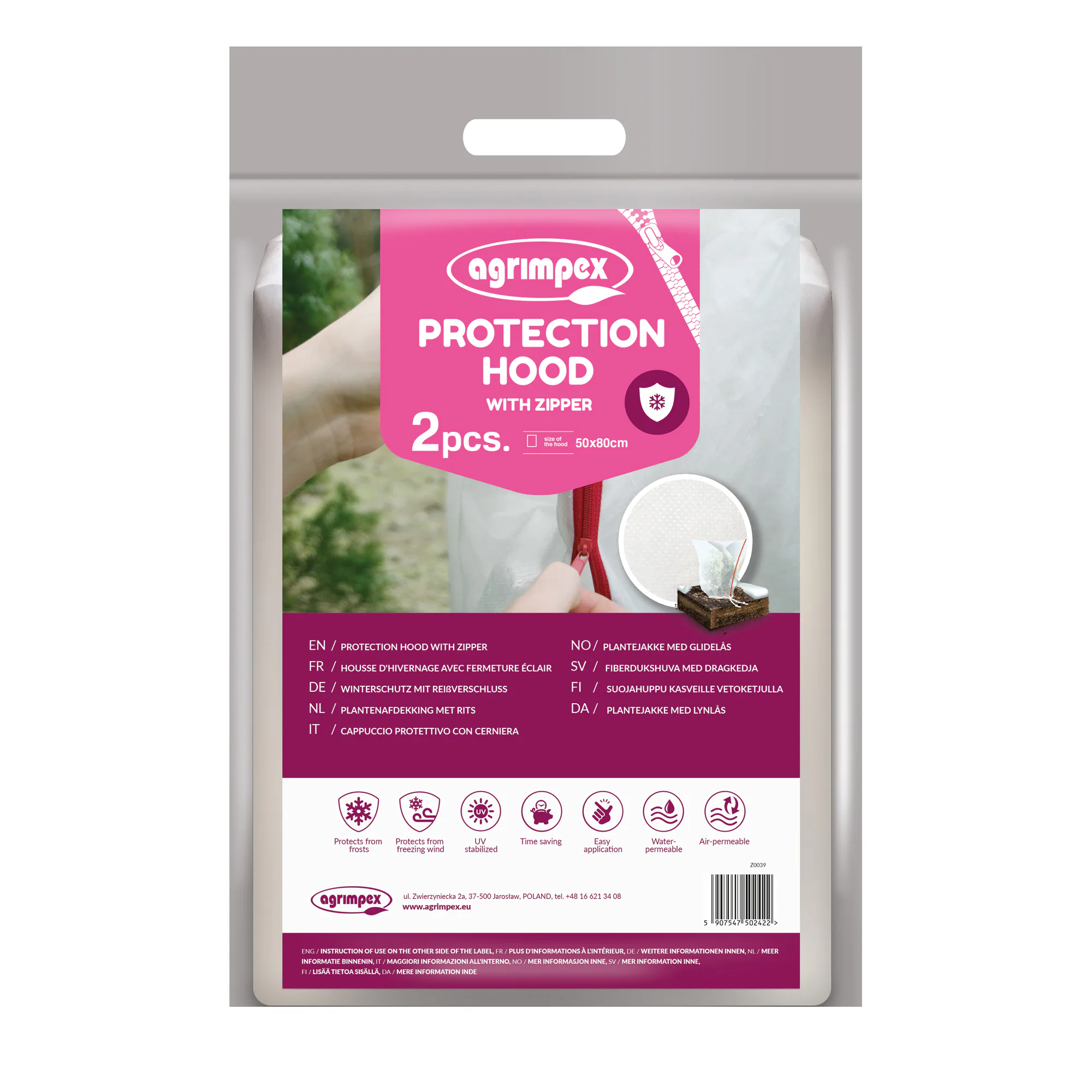 Fiberdukshuvua Jabo Agrimpex med Dragkedja Vit