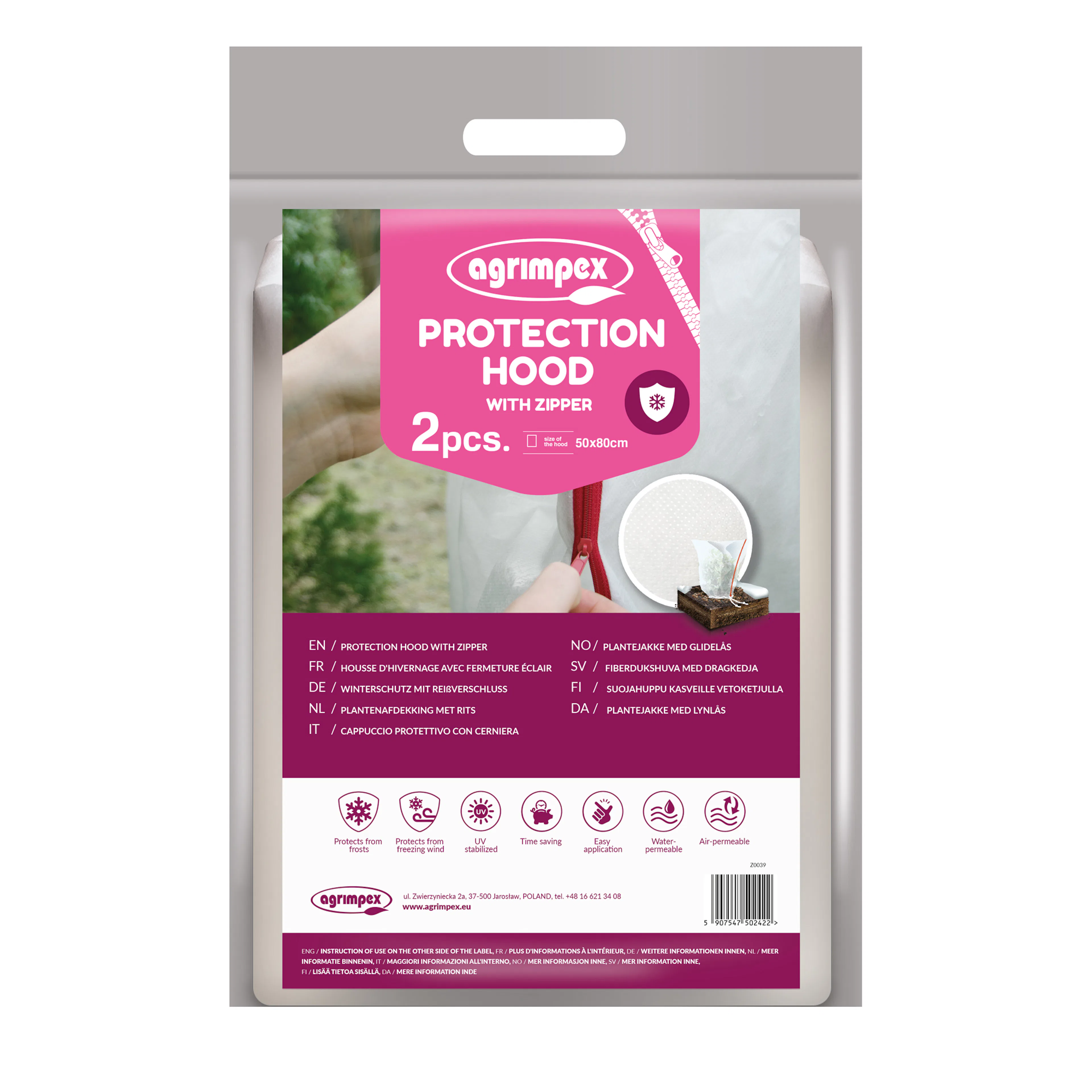 Fiberdukshuvua Jabo Agrimpex med Dragkedja Vit