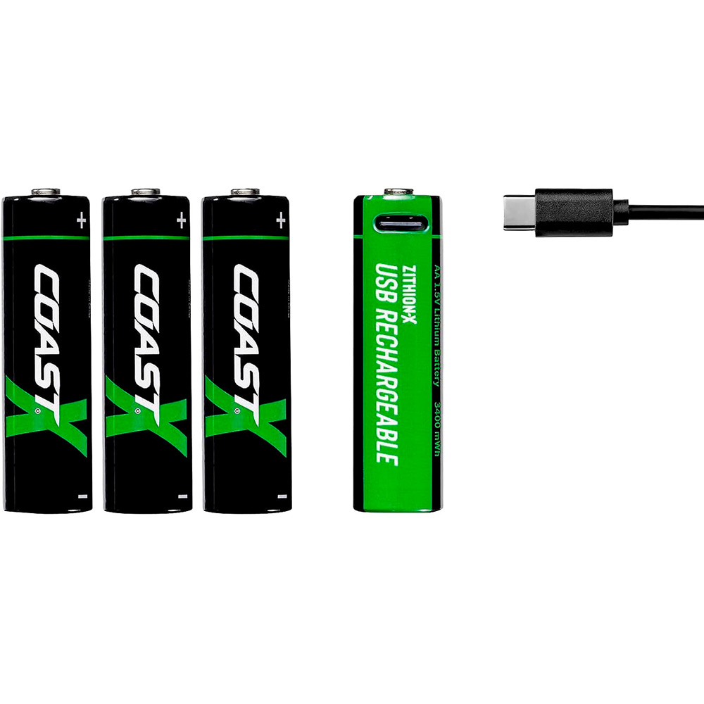Batteri Coast Uppladdningsbara AA 1,5V 2400 mAh 4-pack inkl Laddningskabel