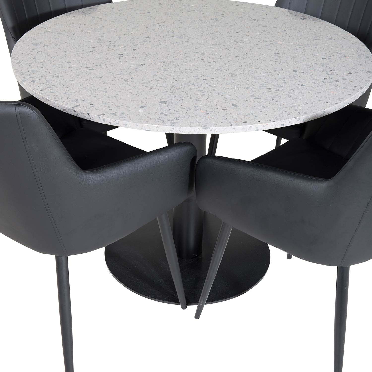 Matgrupp Venture Home Roxanna med 4 Corina Karmstolar Konstläder Runt