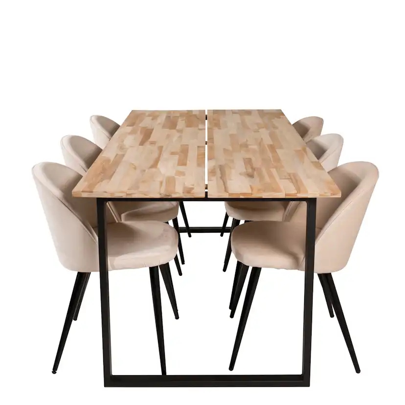 Matgrupp Venture Home Cirebon 200x90 med 6 Velvet Stolar