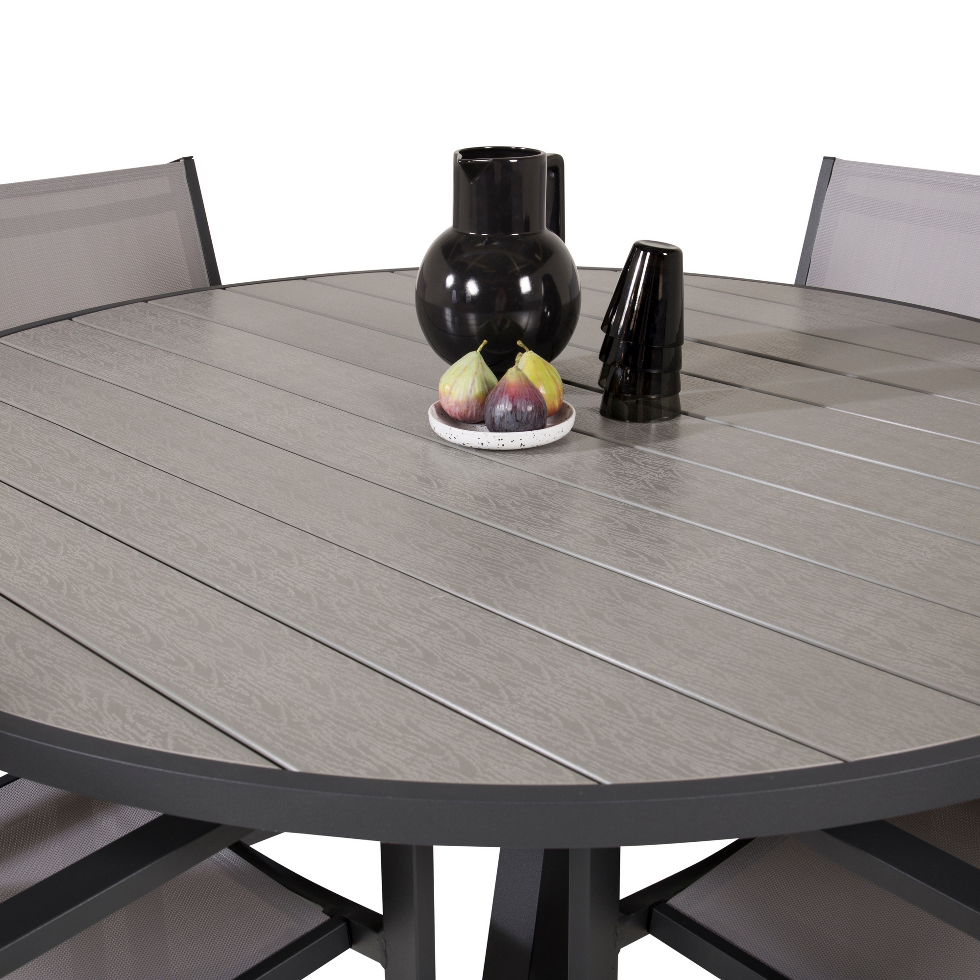 Parma - Table ø 140 - Svart Alu /Grey Aintwood+Copacabana Ar Svart/Grå