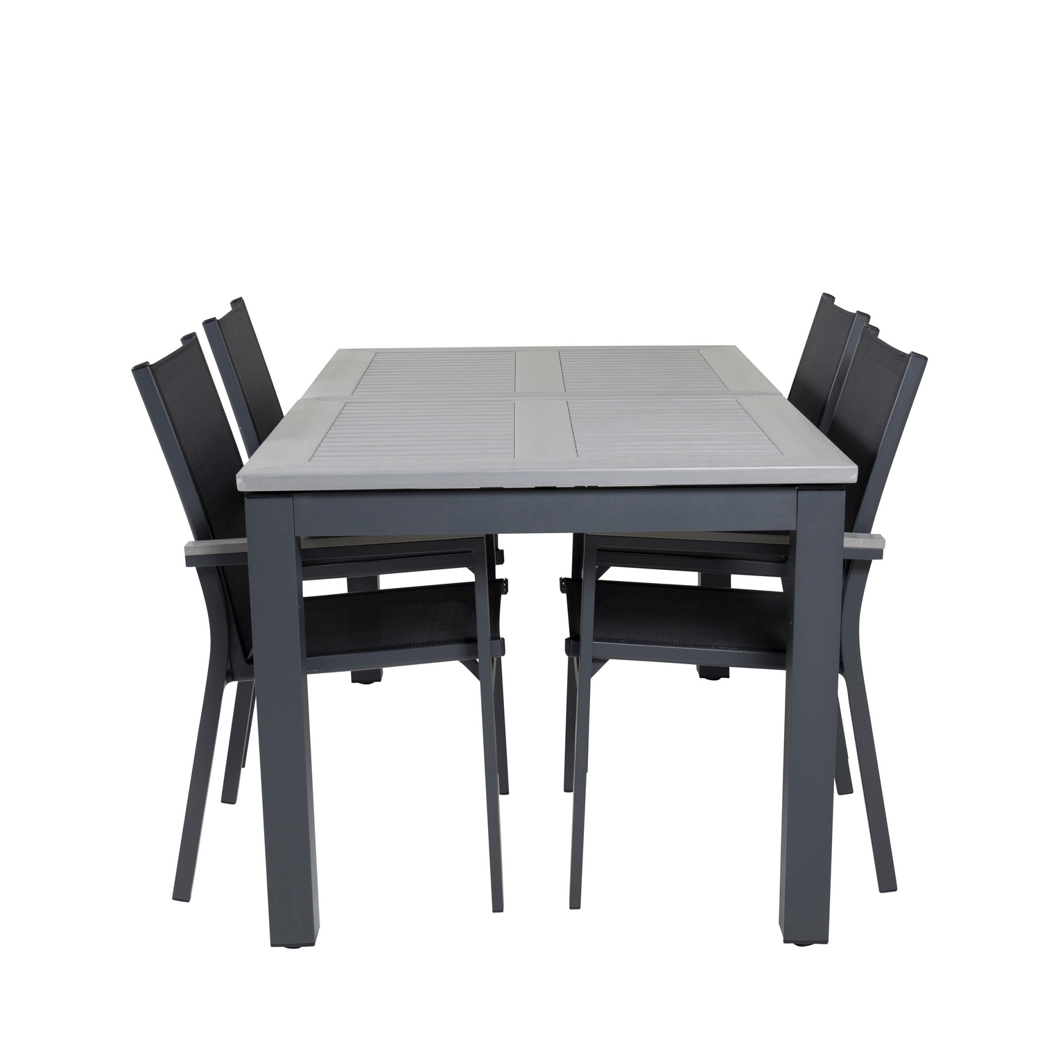 Albany Dining Table 160/240*100 - Svart Alu / Grey Aintwood+ Svart/Grå