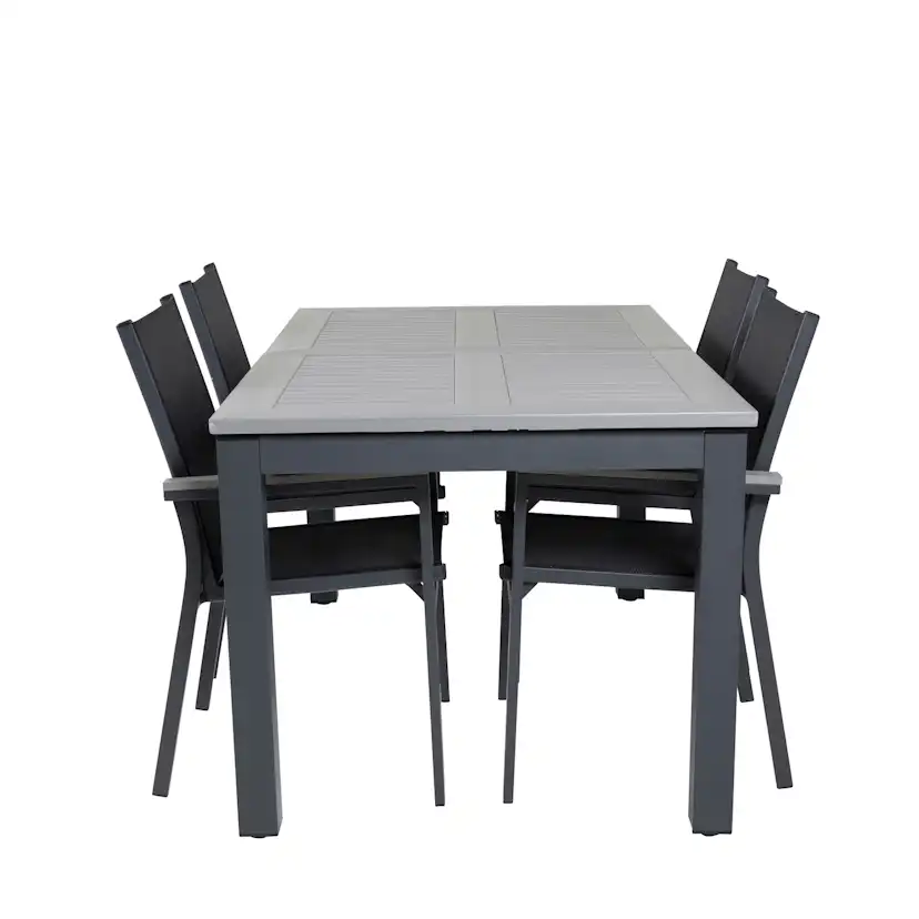 Albany Dining Table 160/240*100 - Svart Alu / Grey Aintwood+ Svart/Grå