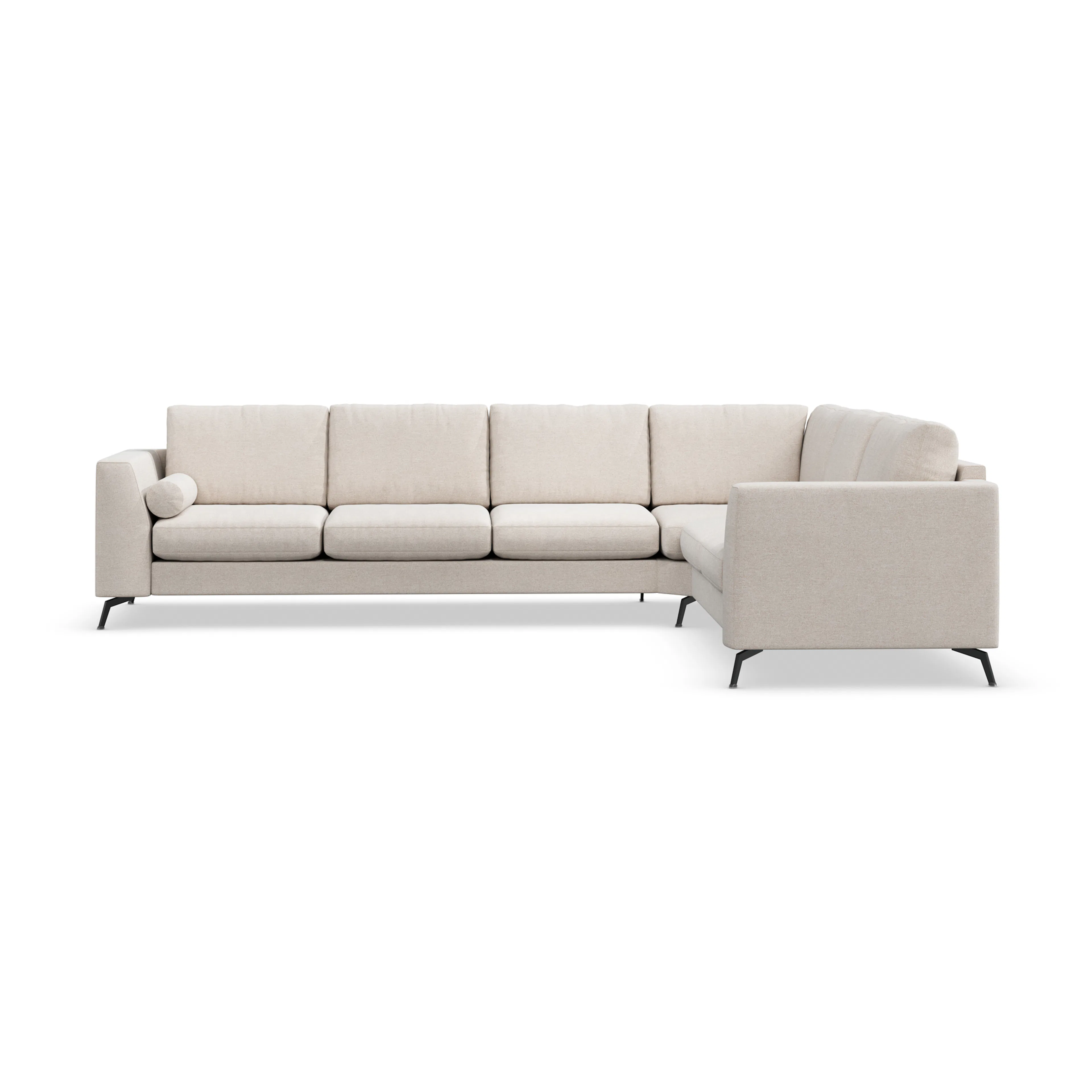 Ocean Lyx 5-sits Vändbar L-formad Hörnsoffa i Tyg Grand 2, Beige Tyg, Ocean Lyx Ben Svarta