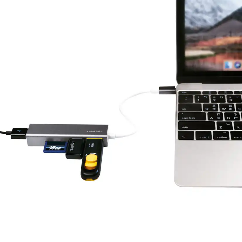 USB-C Hub LogiLink 3port + Minneskortsläsare