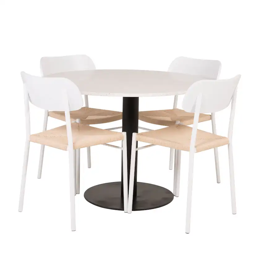 Matgrupp Venture Home Roxanna Vit Bord med 4 Peggy Stolar