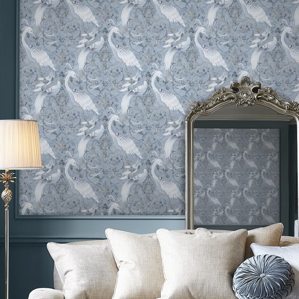 Tapet Laura Ashley Tregaron Midnight Blå 120132