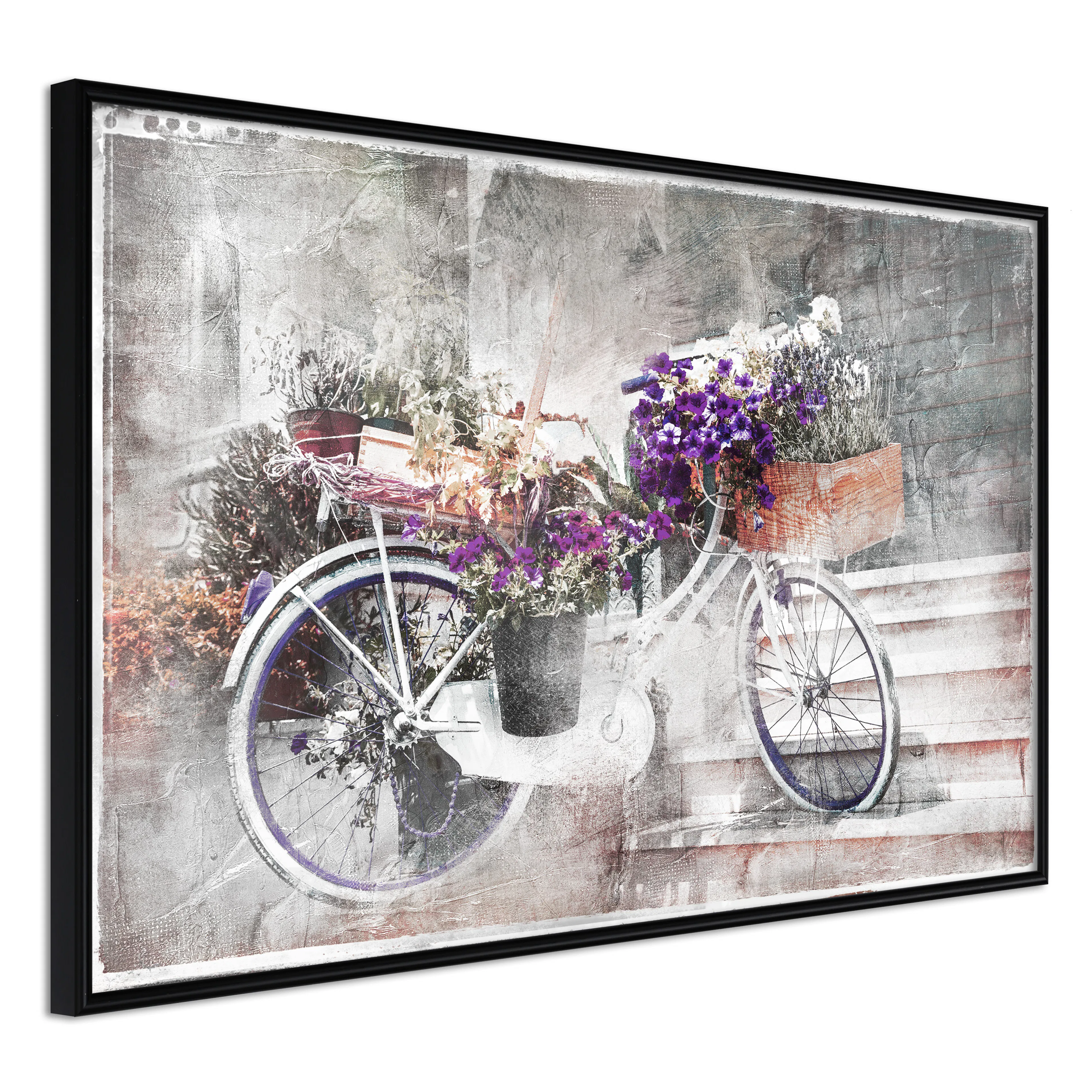 Affisch - Floral Bike [Poster] 60x40 Svart ram, 60x40 cm