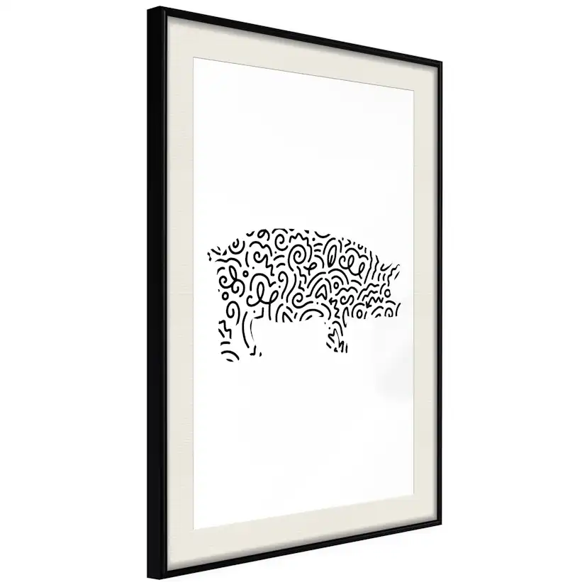 Poster Artgeist Affisch Black and White Piggy