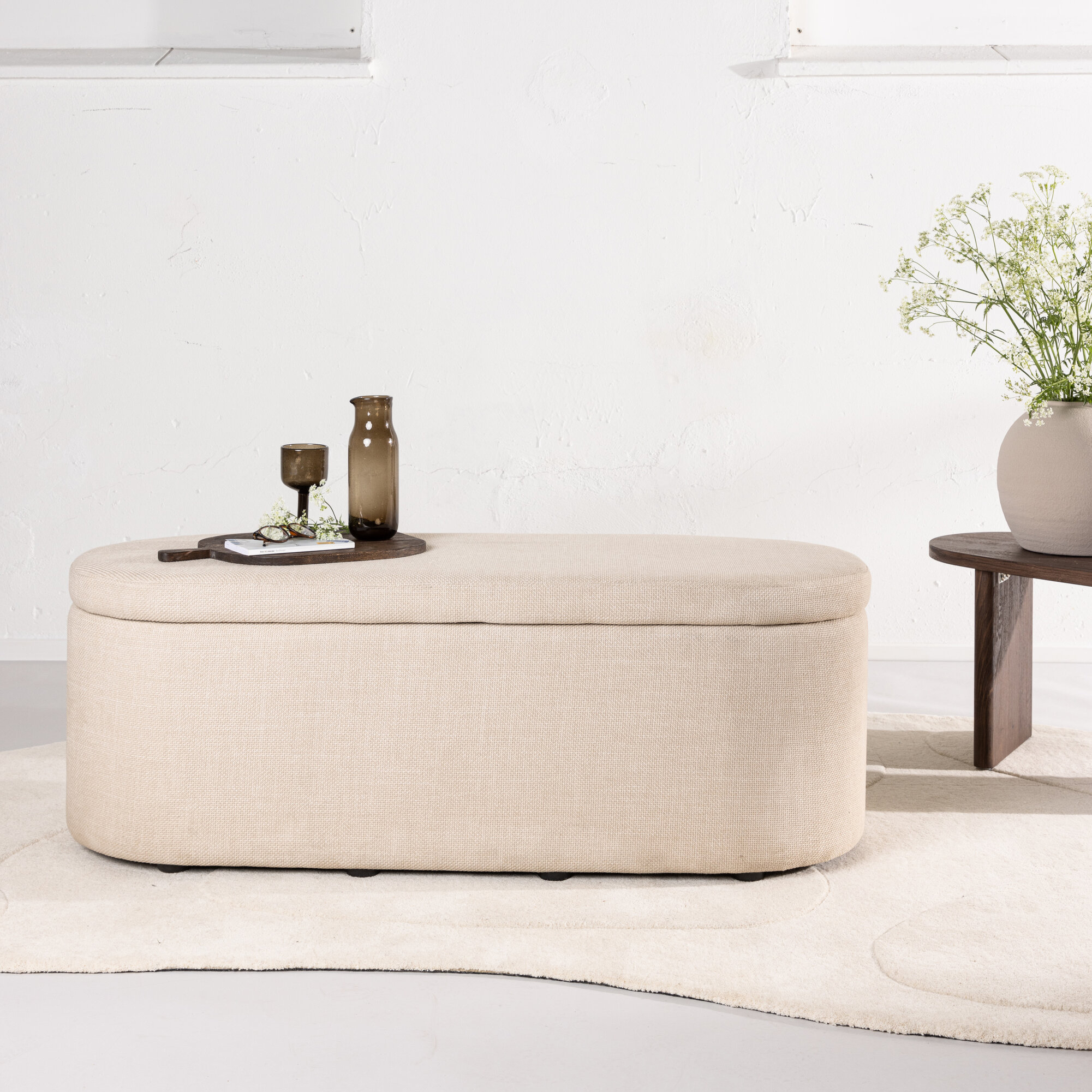 Sittpuff Venture Home Potenza Vit med Förvaringslåda