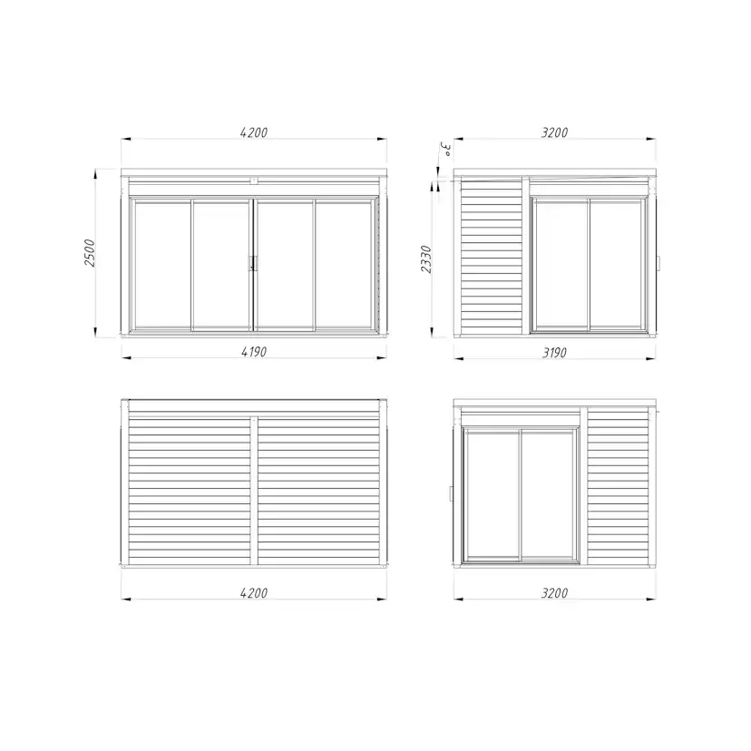 Stuga Palmako Serena 13,4 m² Set 2 Slide Plus (inv. 12,6 m²)