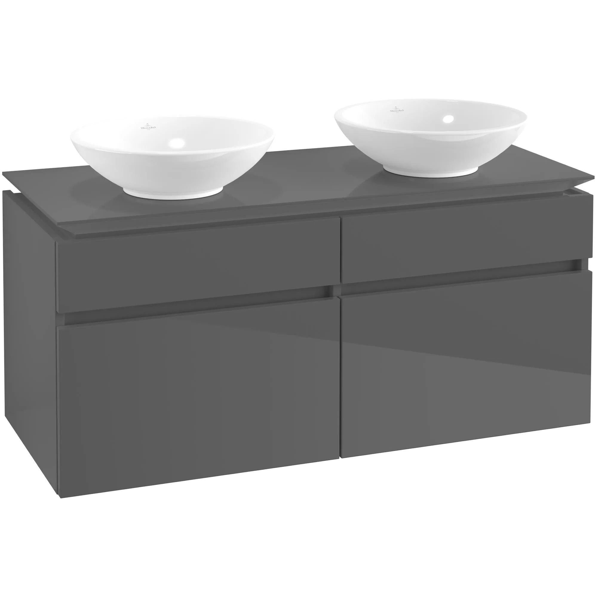 Tvättställsskåp Villeroy & Boch Legato 1200 med 4 Lådor för Två Ytmonterade Tvättställ