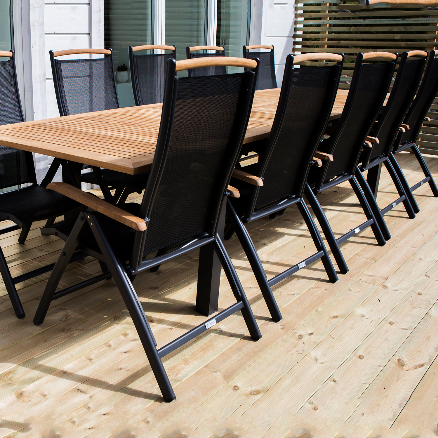 Panama - 5:pos Chair - Svart Alu/svart Textilene/Teak Svart