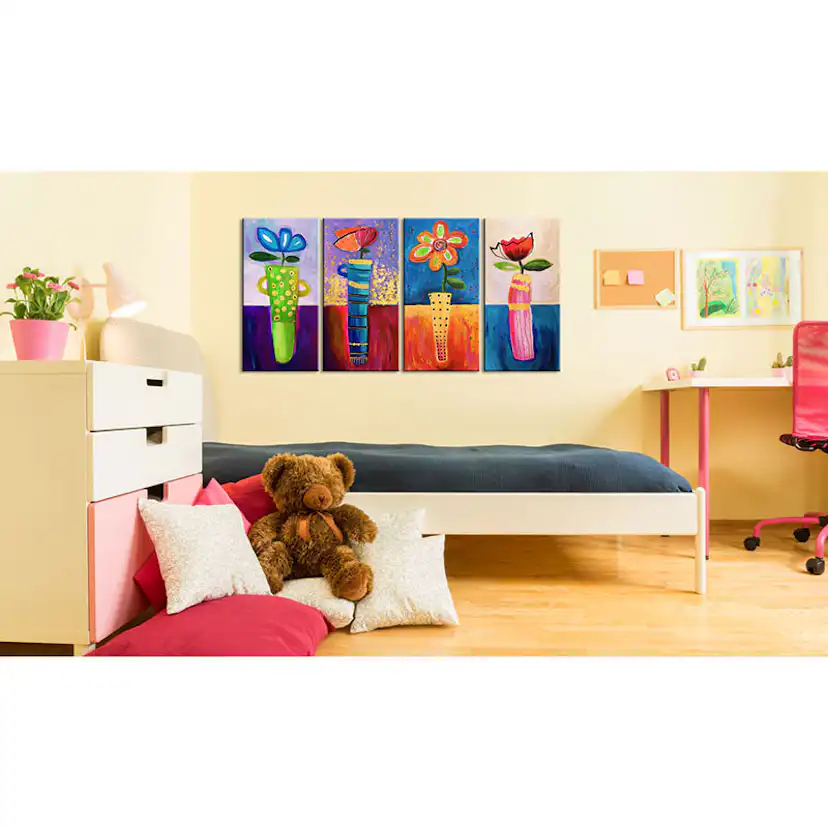 Handmålad Tavla Arkiio Regnbågsblommor 120x60