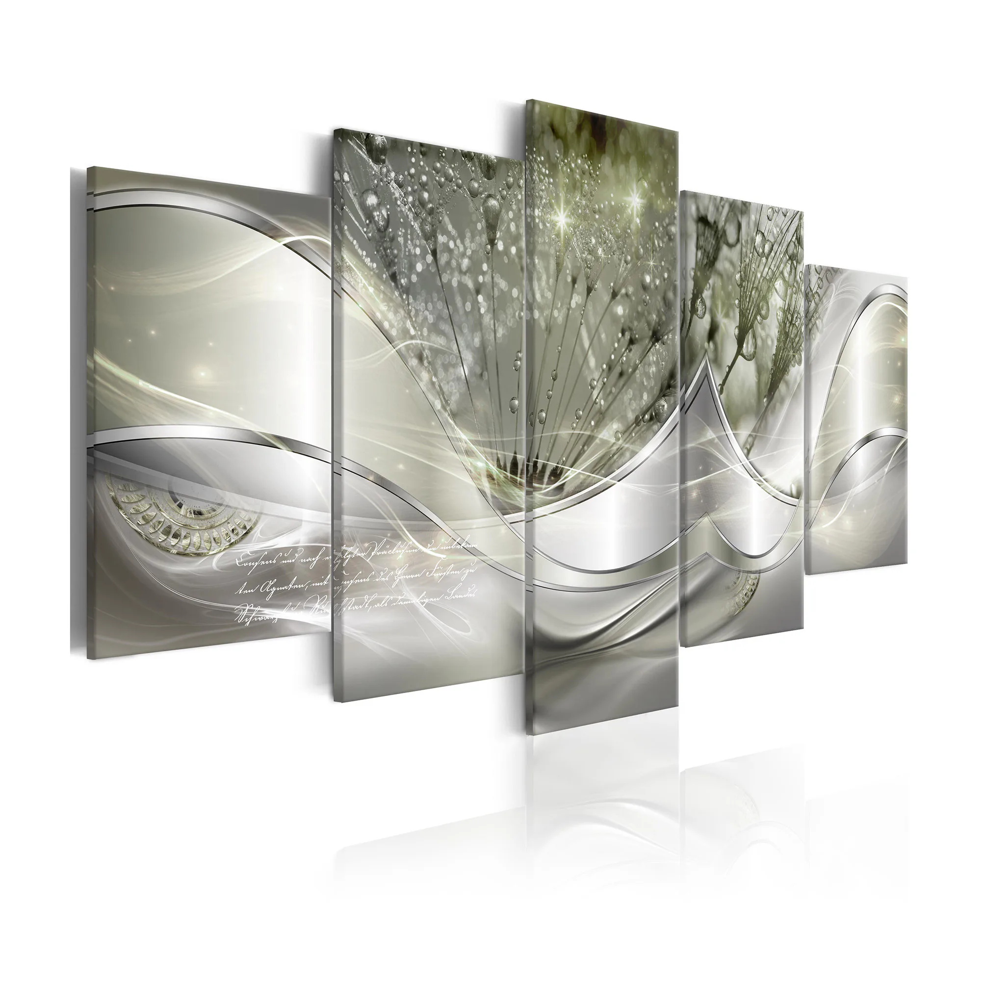 Tavla Arkiio SparklIng Dandelions Green Wide 5 delar