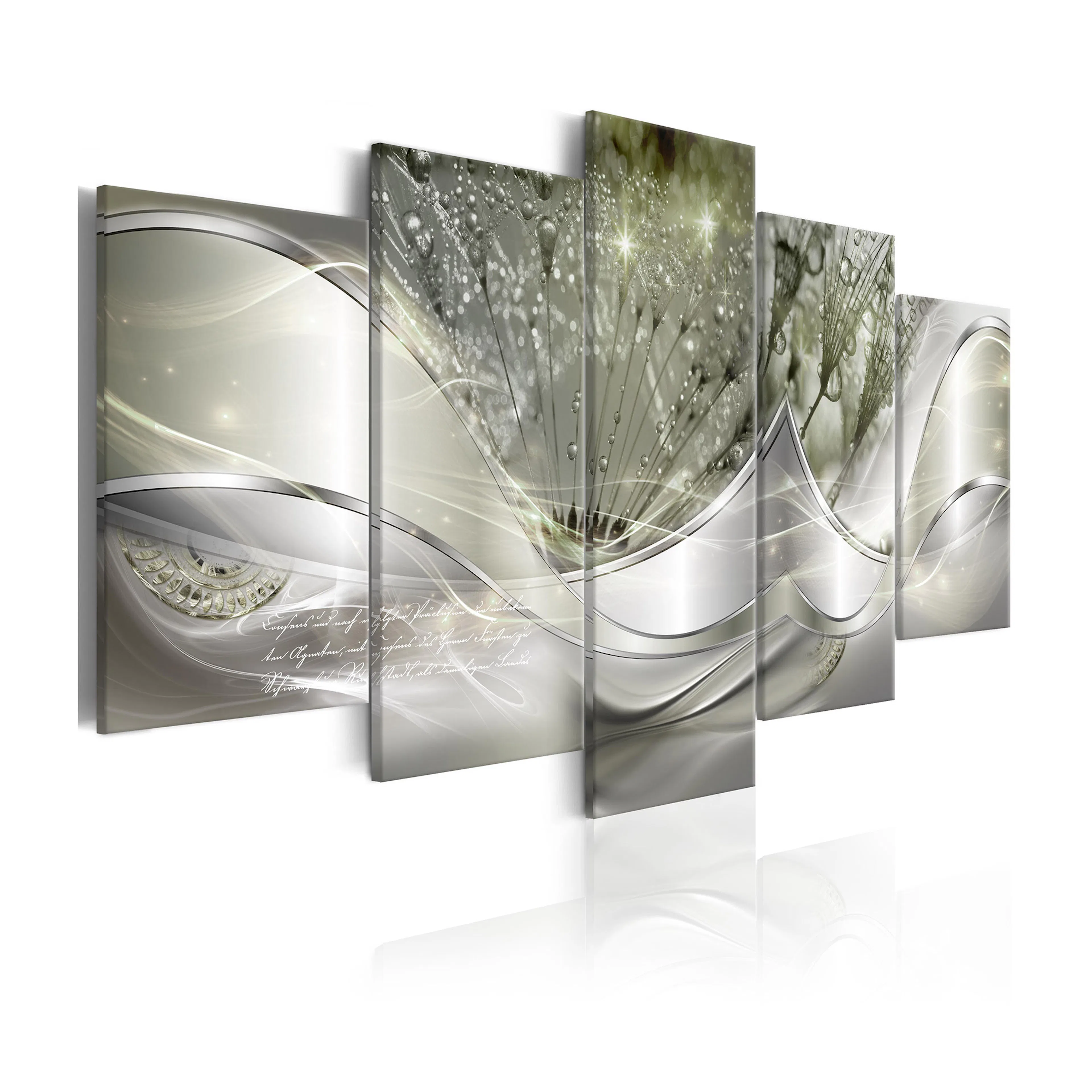 Tavla Arkiio SparklIng Dandelions Green Wide 5 delar