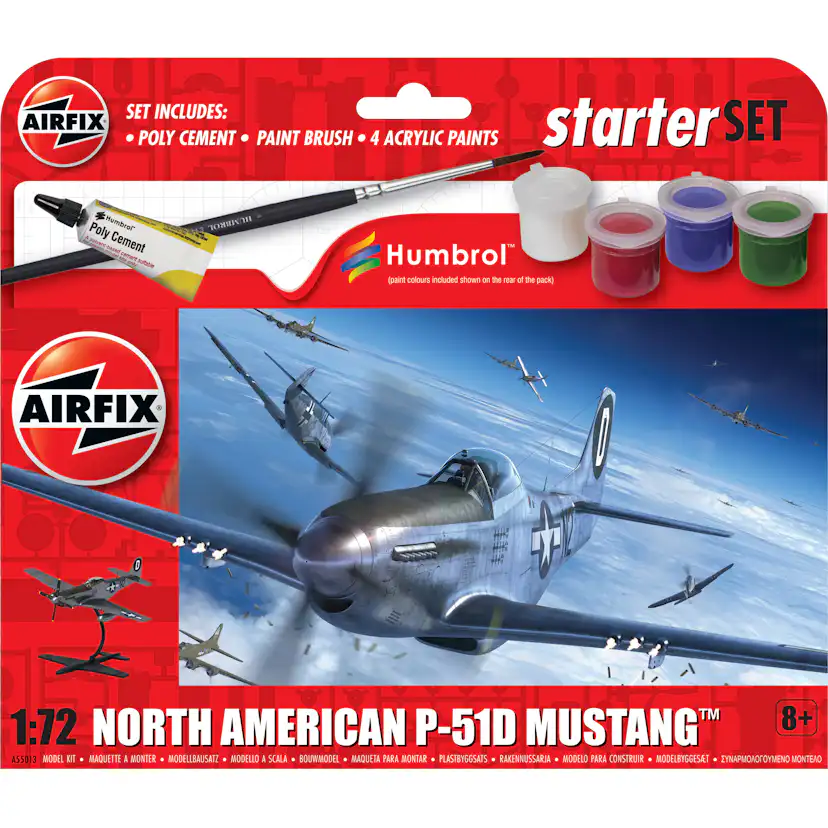 Modellbyggsats Airfix 1:72 North American P-51D Mustang Starter Set