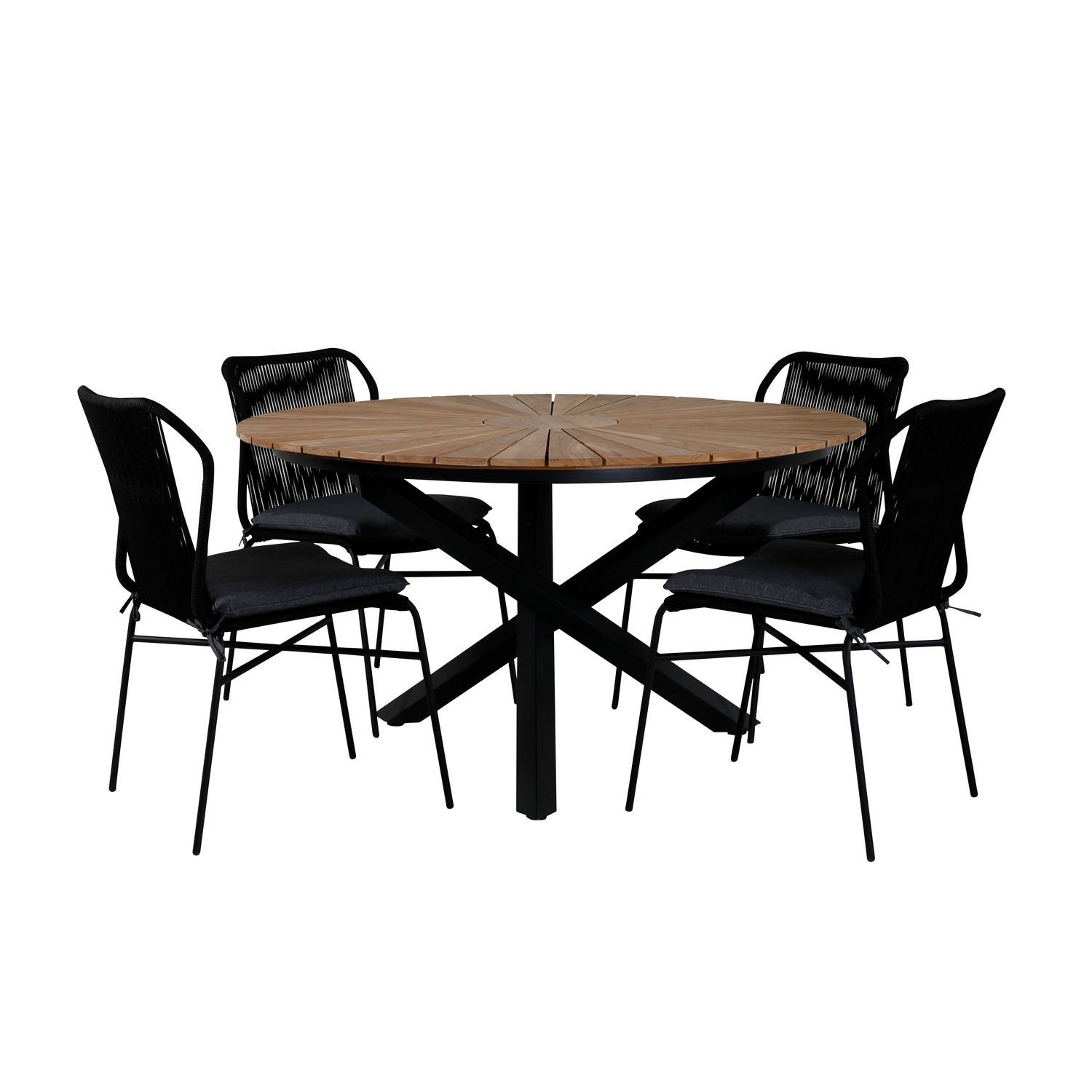 Matgrupp Venture Home Meya med 4 Jefferson Stapelbara Matstolar