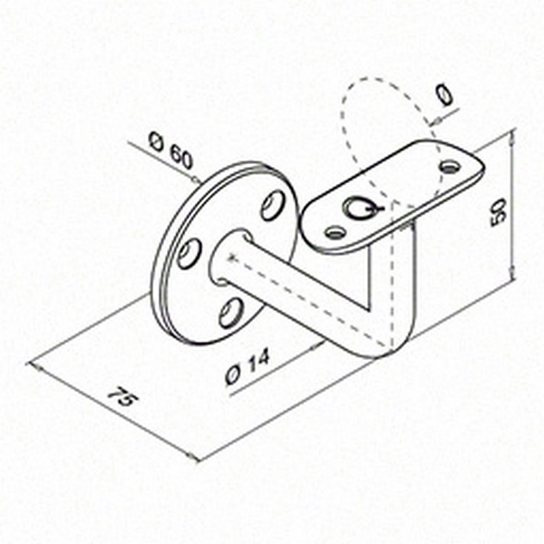 Väggfäste Herrljunga Ledstångsfabrik 0100 för Utomhusbruk