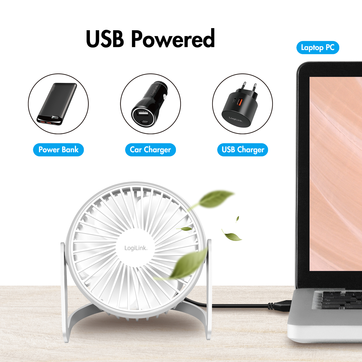 USB-fläkt LogiLink Ø12,7 cm