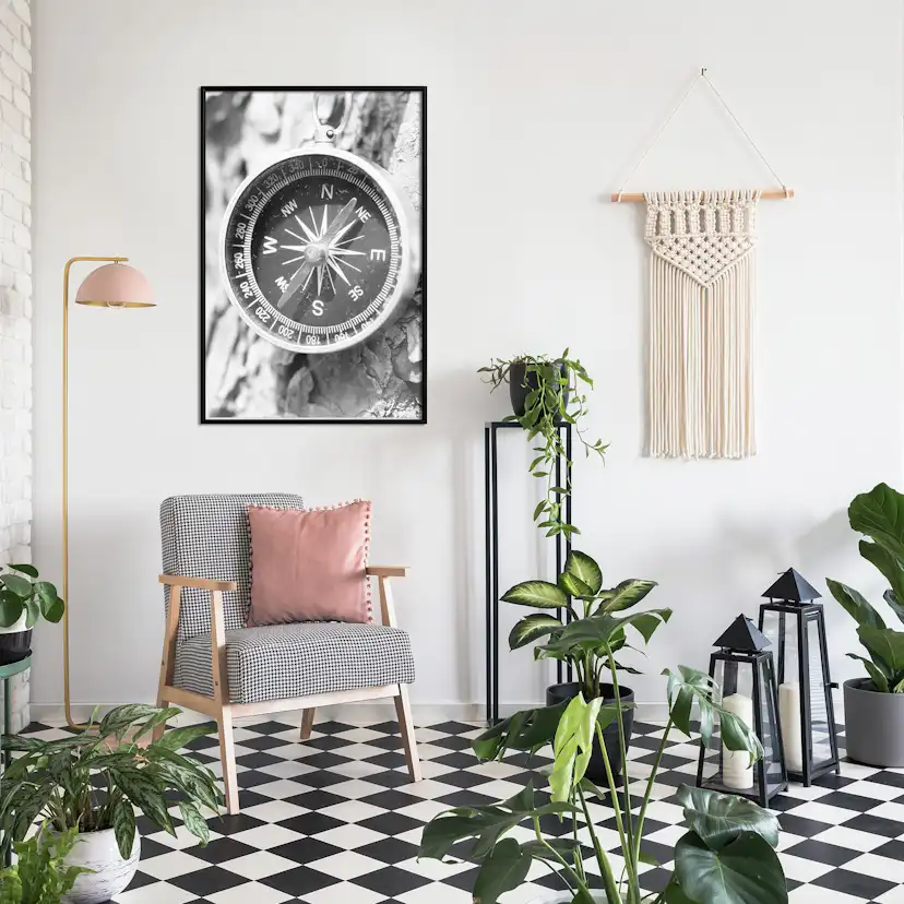 Poster Artgeist Affisch Black and White Compass