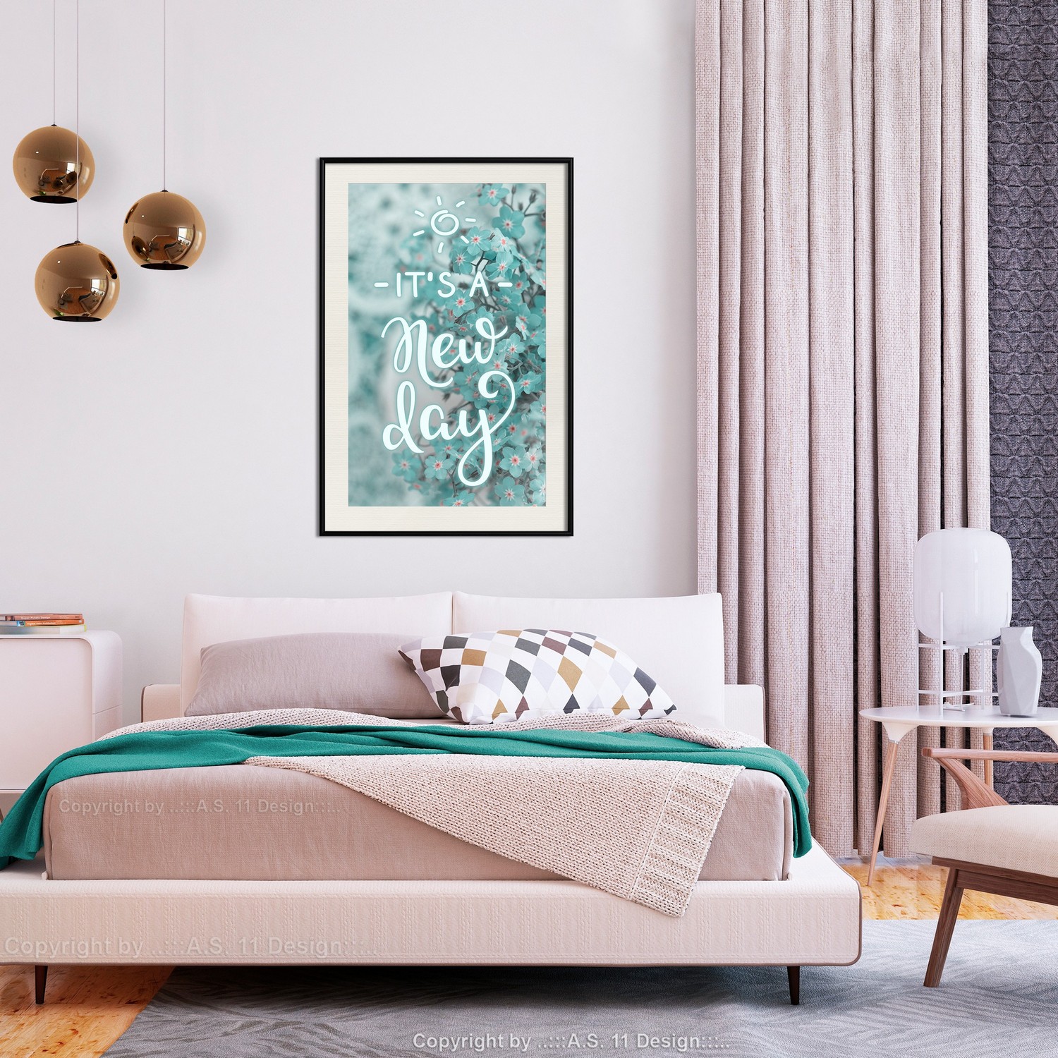 Affisch - It's a New Day [Poster] 20x30 Svart ram med passepartout, 20x30 cm