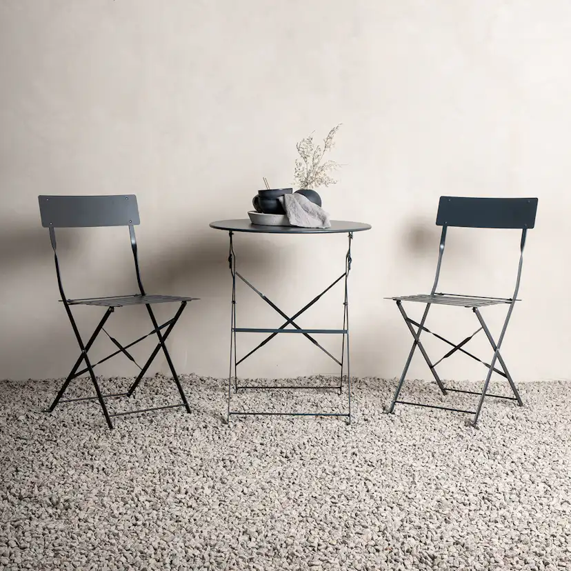 Marsellie Foldable steel bistro set - Dark grey Mörkgrå