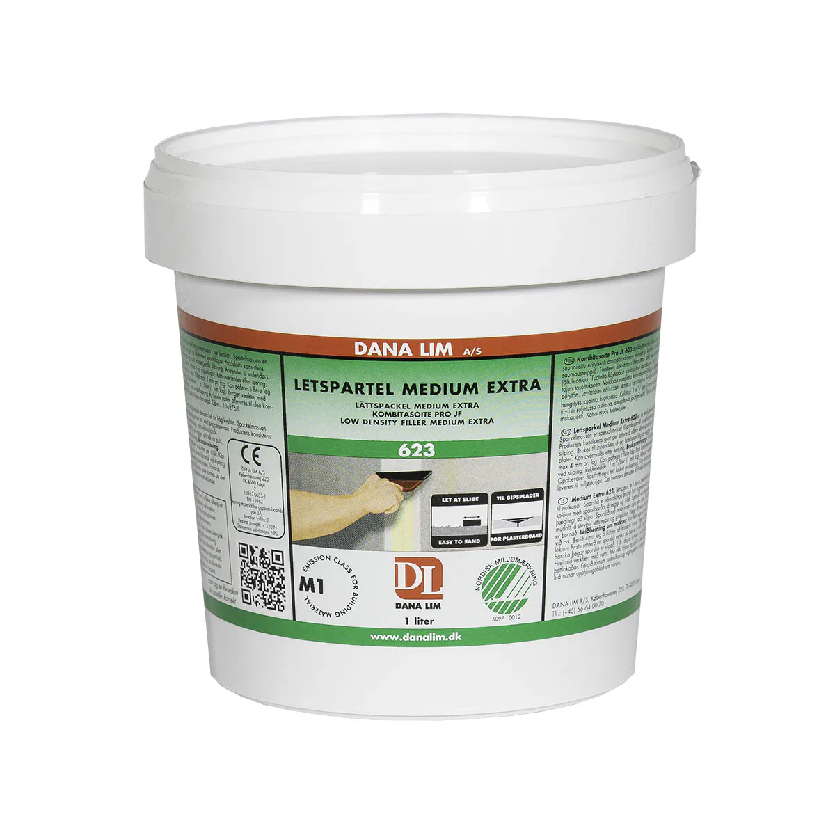 Lättspackel Danalim Medium 623 Extra Dana Thinner & Förtunning 1 Liter