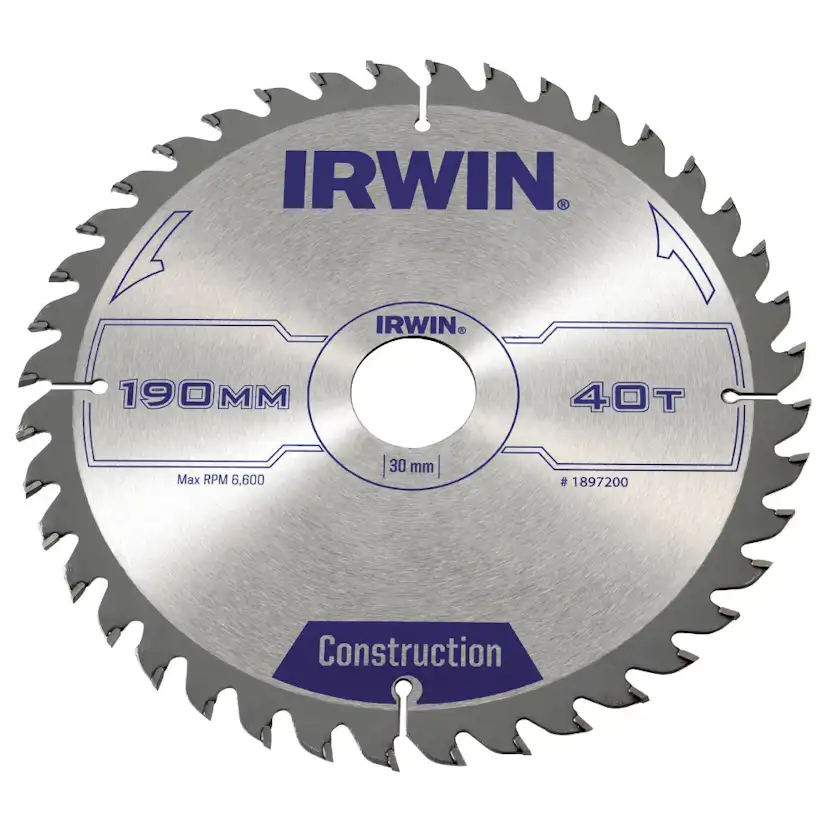Sågklinga Irwin 190x30/20/16mm 40t 2,5mm