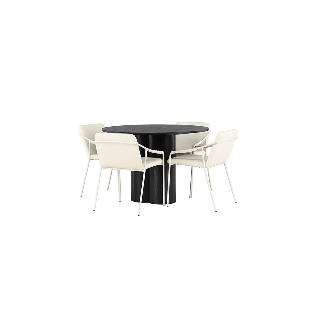 Matgrupp Venture Home Olivia Ø110 cm med 4 st Tvist stolar