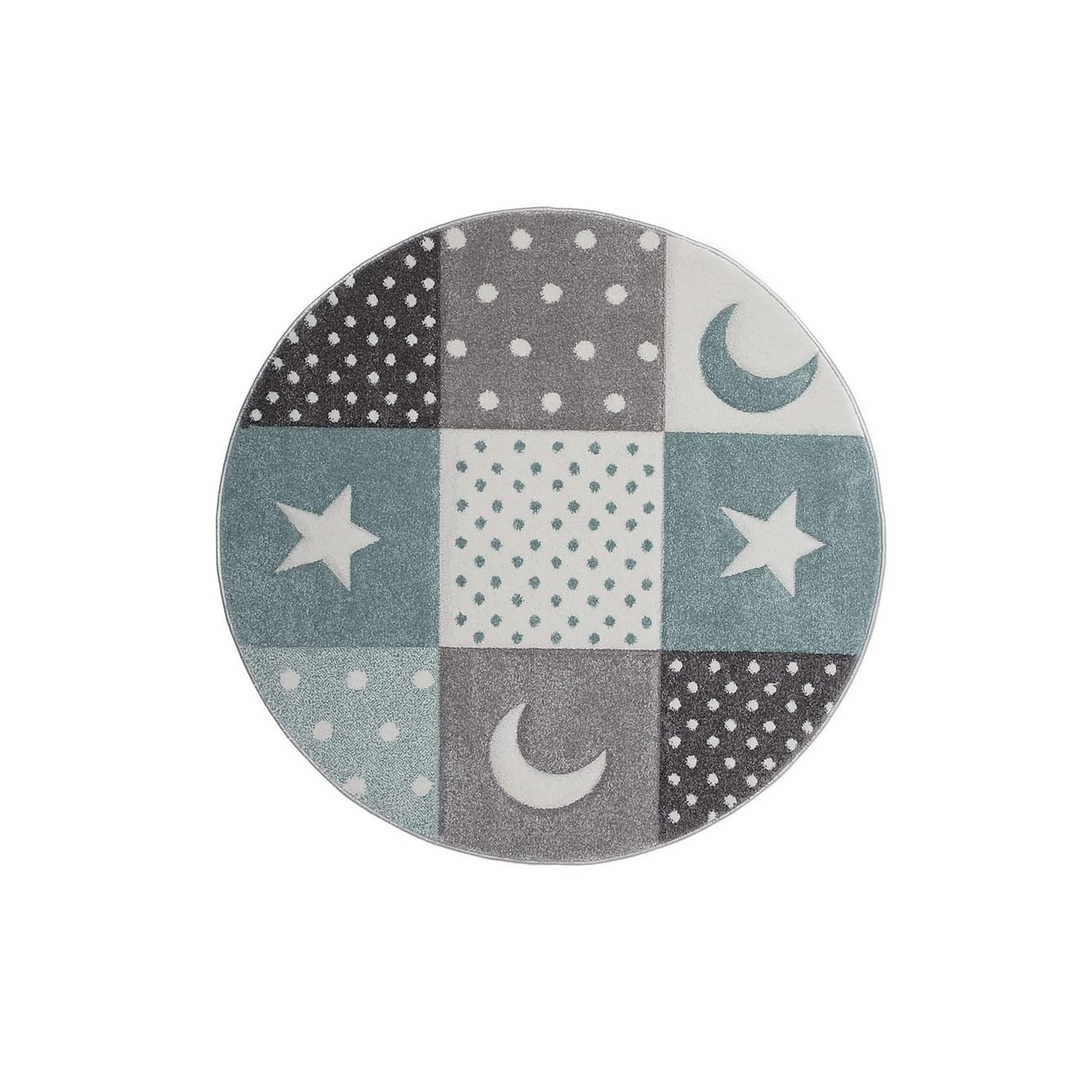 Barnmatta KM Carpets Atlas Star Turkos Rund 120