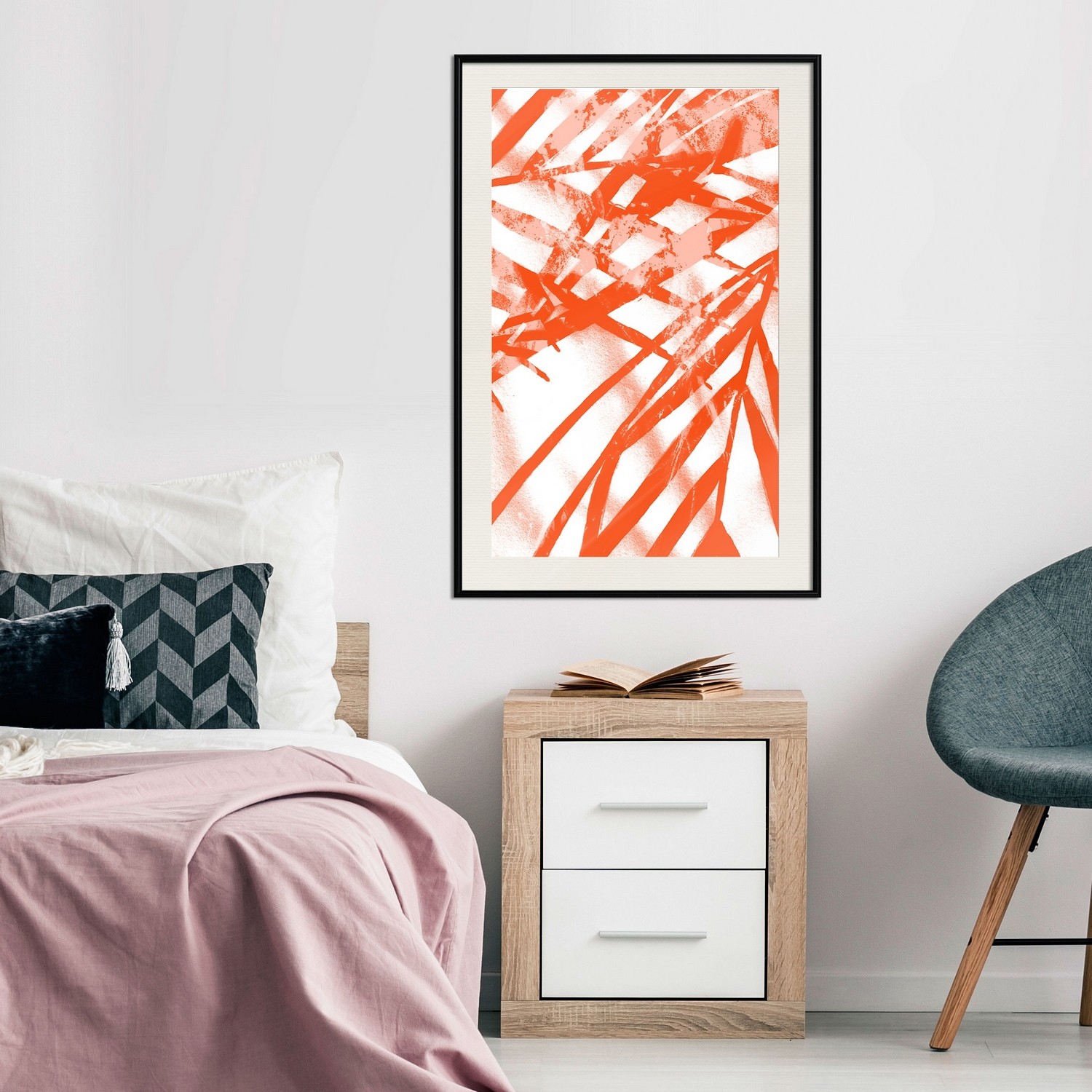 Affisch - Palm Composition [Poster] 30x45 Svart ram med passepartout, 30x45 cm
