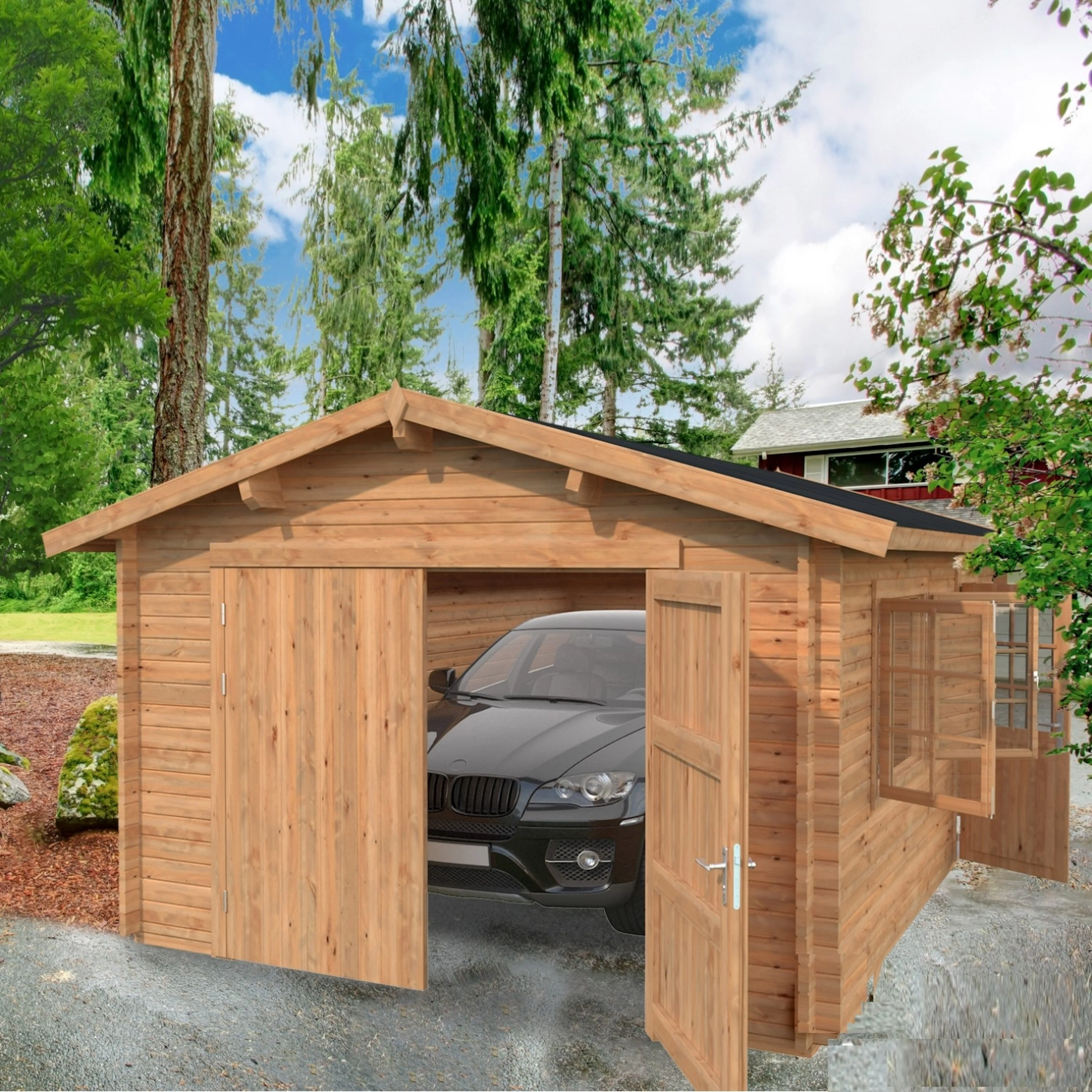 Roger 19,0 m2 with wooden gate Brun dippad