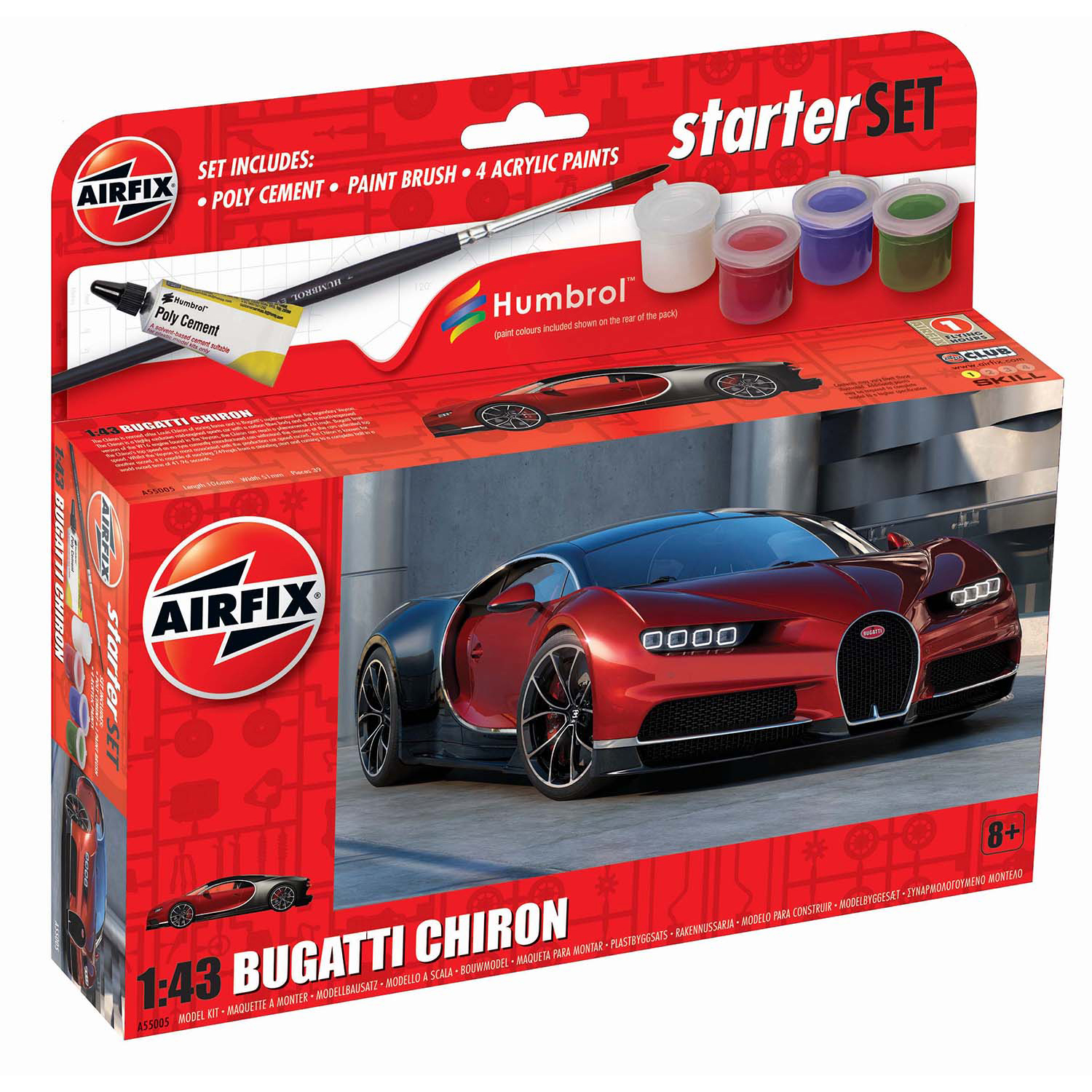 Modellbyggsats Airfix 1:43 Bugatti Chiron Starter Set