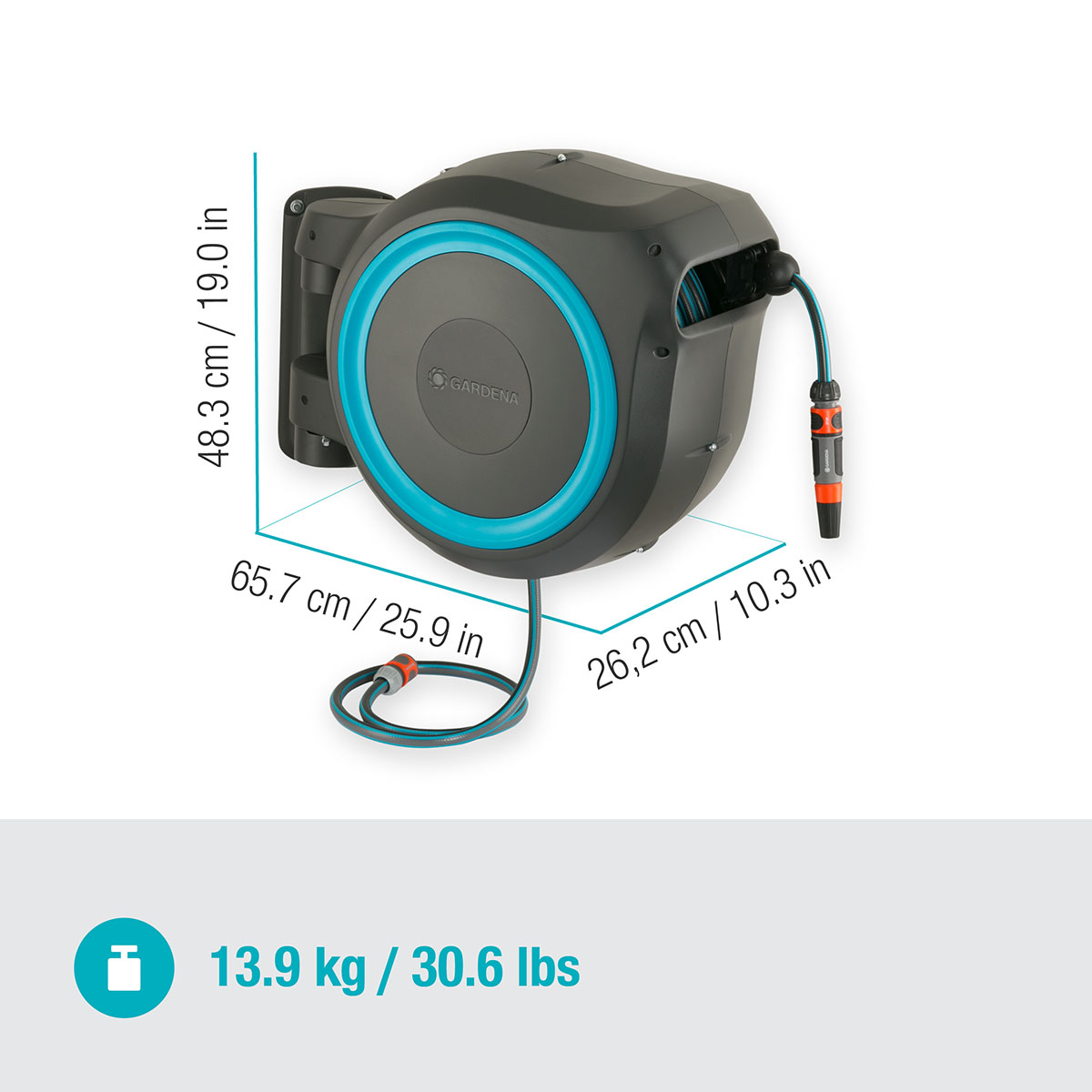 Slangbox Gardena RollUp XL 35 m Turkos