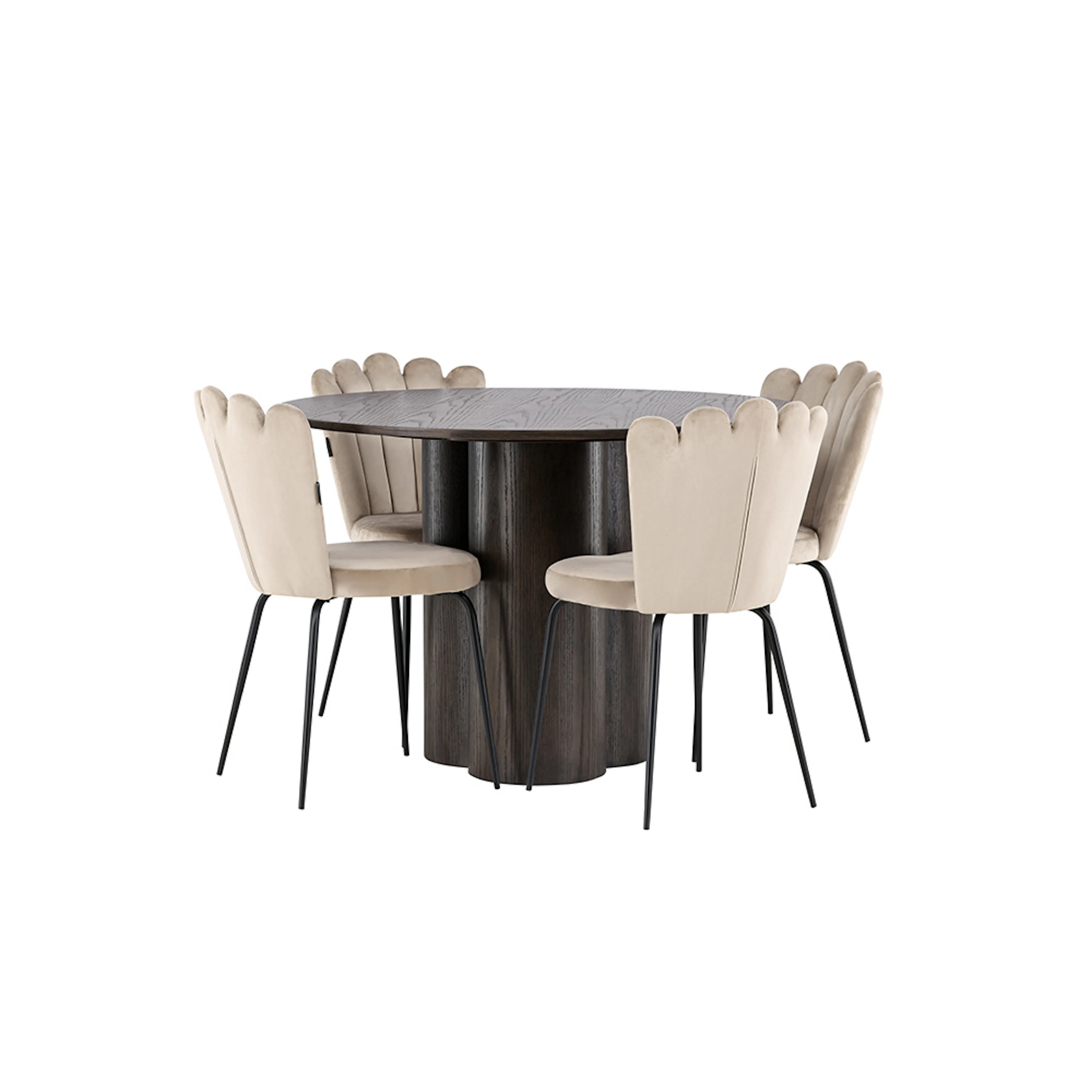 Matgrupp Venture Home Olivia Ø 110 cm med 4 Limhamn Stolar