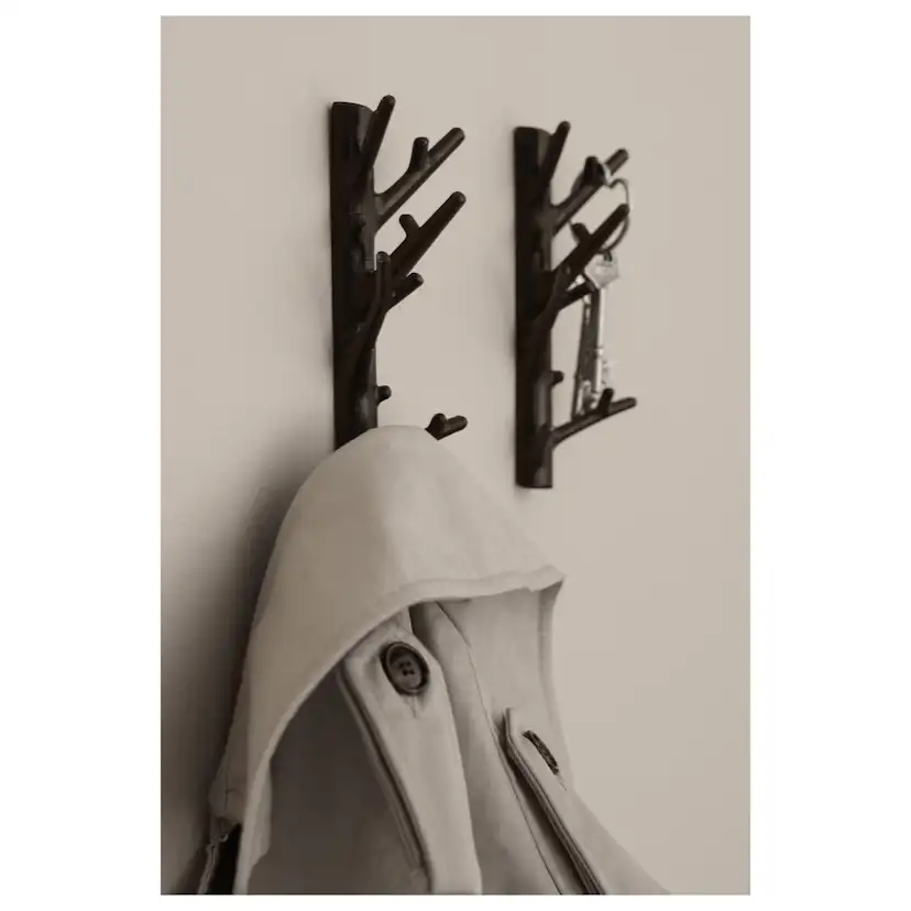 Hängare Branch Hanger Medium - Svartbrun. 8,5x17x6 cm. Stål Färg: Brun