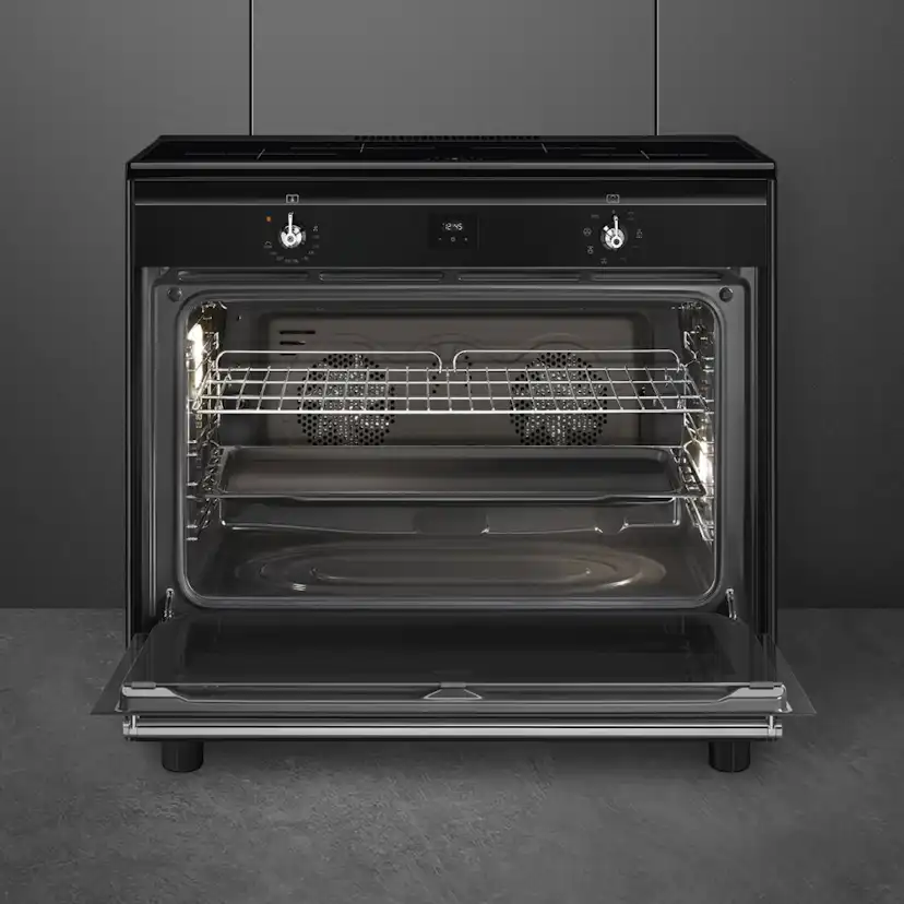 Induktionsspis Smeg CX91IMBL Svart 90cm med Varmluft och Timerfunktion