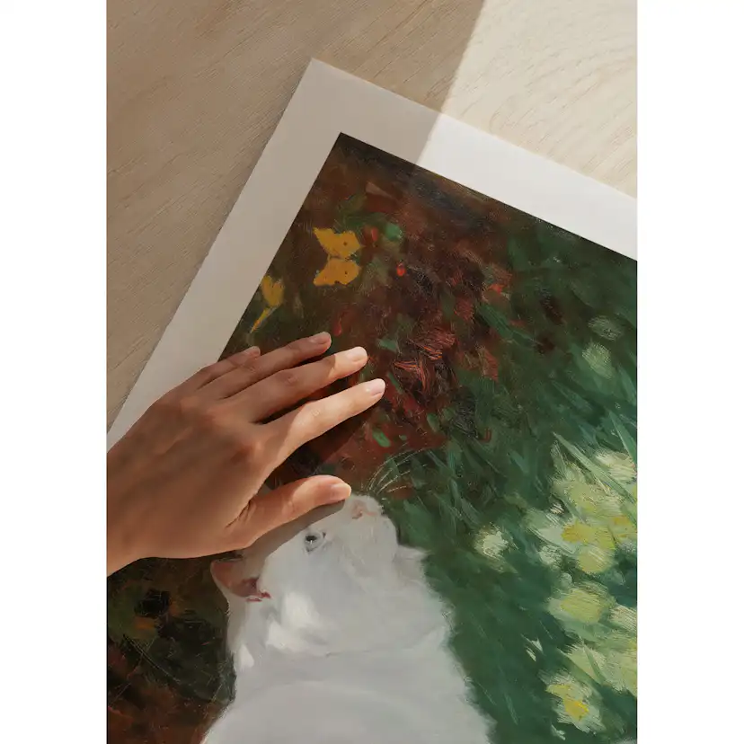 Poster Gallerix White Cat And Butterflies By Arthur Heyer