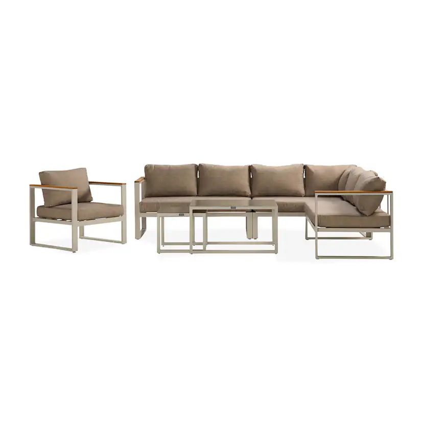 Loungegrupp deNoord Aspvik Stor Loungegrupp Utomhus – 7-sits Loungeset i Aluminium