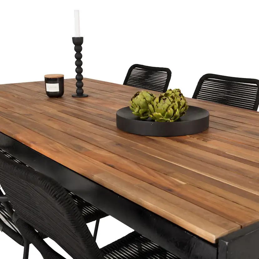 Bois Dining table 200*100cm - Black Legs / Acacia +Lindos A Trä/Svart