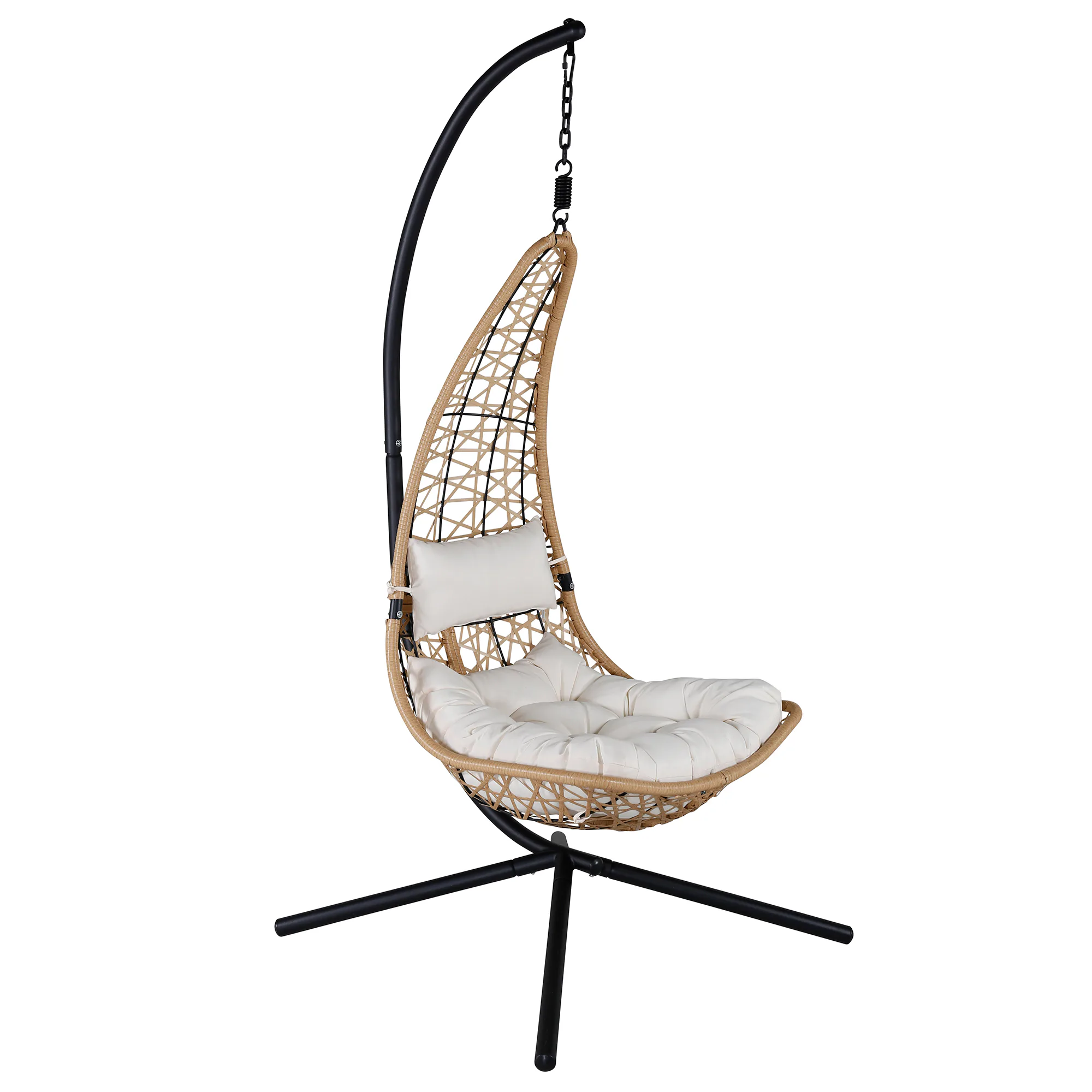 Edinburgh Hanging chair - Black frame/nature wicker/white cu Svart/Natur