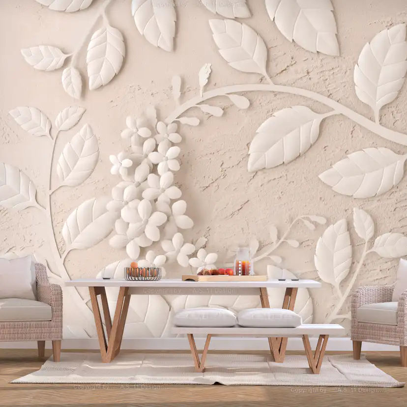 Fototapet Arkiio Paper Flowers Beige