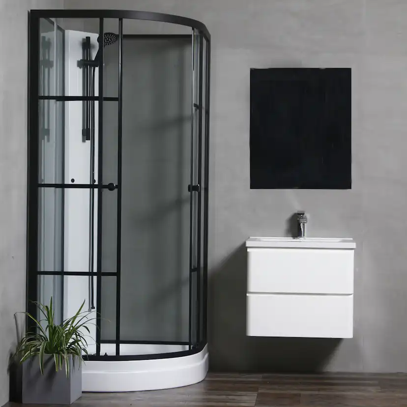 Duschkabin Bathlife Betrakta 80x80 Svart/Vit