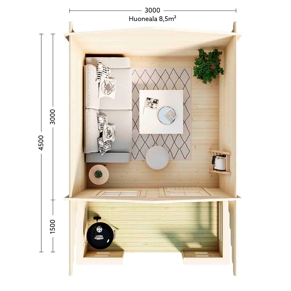 Friggebod Luoman Lillevilla Kukkia 9 m² med Sadeltak